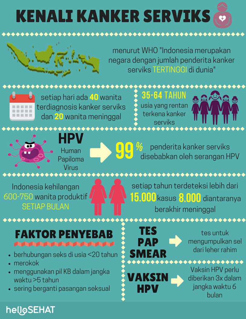 Рак шейки матки инфографики в Индонезии